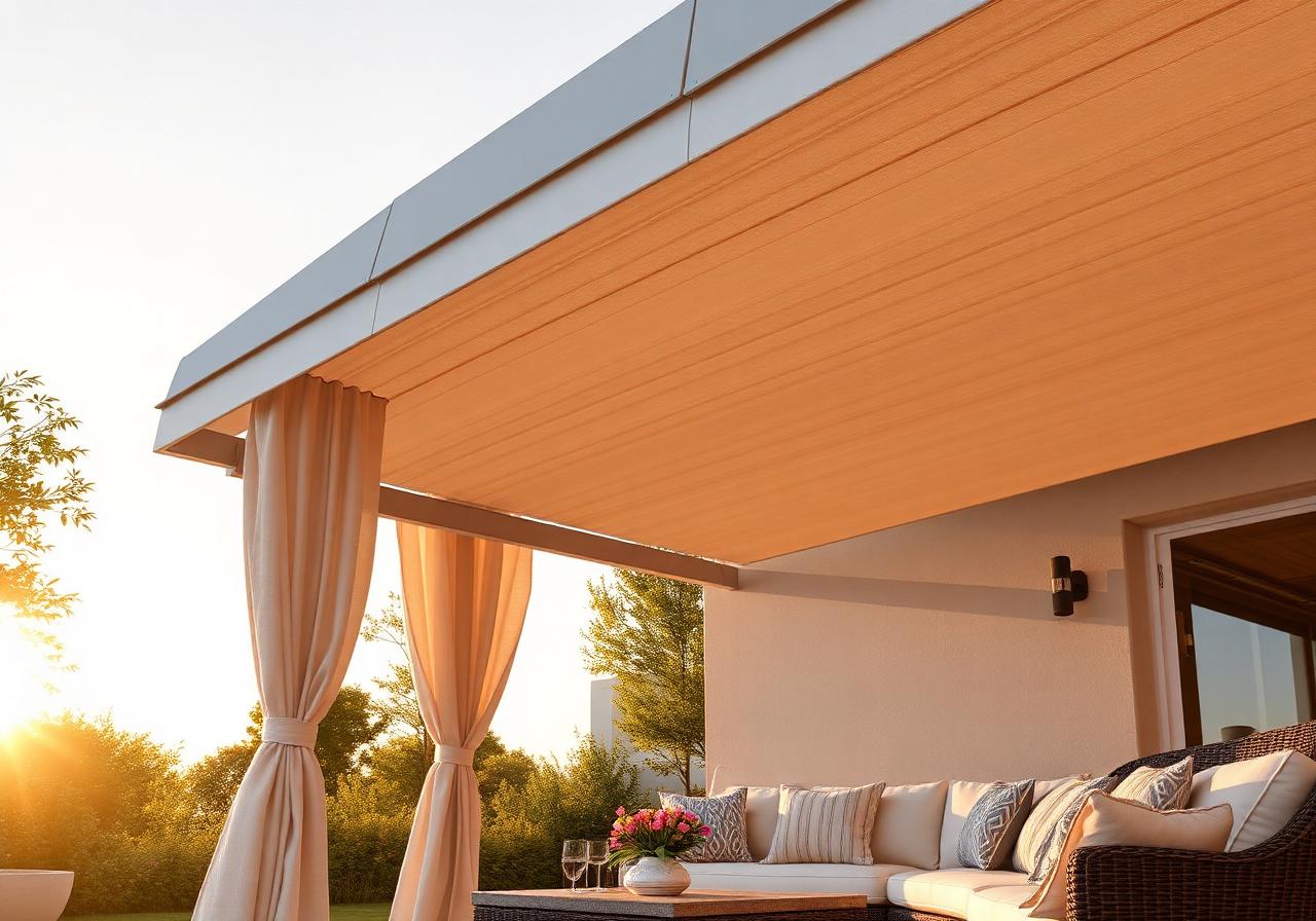 Klisia Pergola — Aluminum Louvered Pergola · Retractable Linen Curtains
